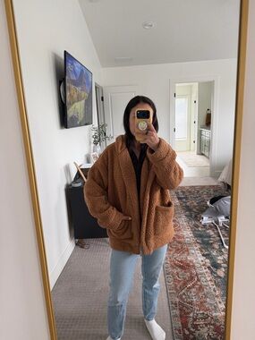 Cozy Teddy Zip-Front Jacket in Camel